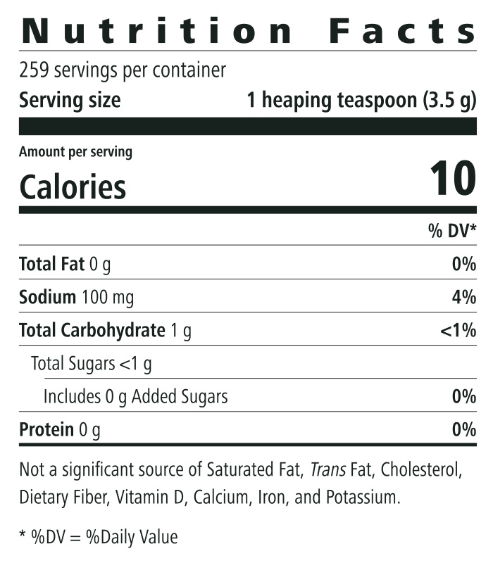 Nutrition facts for Creamy Flavoring Mix | Rich & Creamy Flavor Blend, showing calories and ingredients.