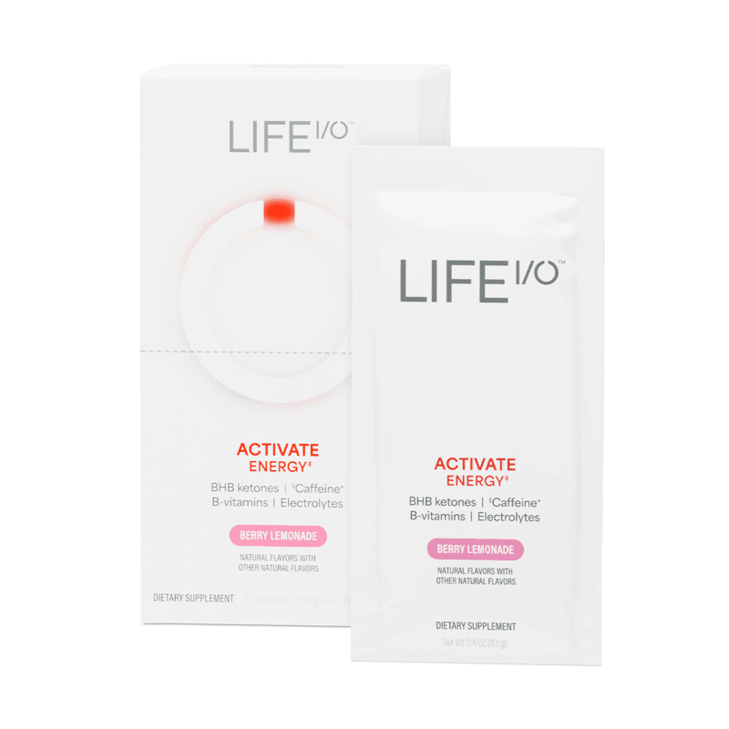 Life I/O Activate Energy daily energy supplement with BHB ketones, caffeine, B vitamins and electrolytes