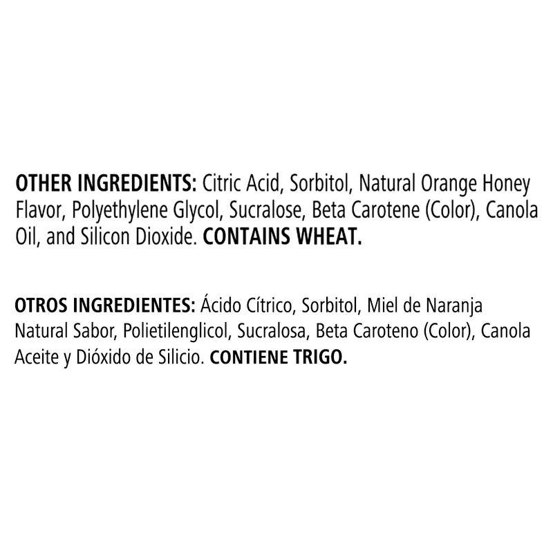 Ingredients list for Best Defense®: Orange Boost 10 Tablets per Tube including citric acid, sorbitol, and wheat.