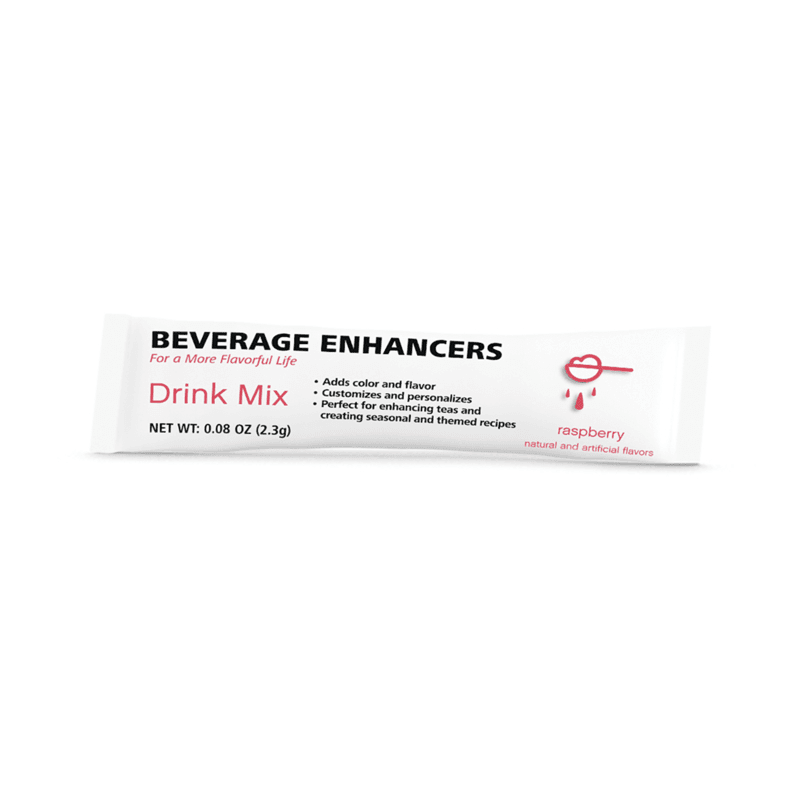 Beverage Enhancers Drink Mix Single-Serve Packets raspberry flavor for adding delicious taste to teas and drinks.