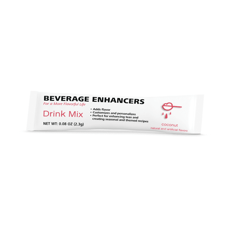 Beverage Enhancers Drink Mix Single-Serve Packets in coconut flavor for flavorful tea enhancement.
