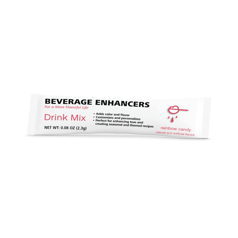 Beverage Enhancers Drink Mix Single-Serve Packets in Rainbow Candy flavor for a tasty beverage boost.