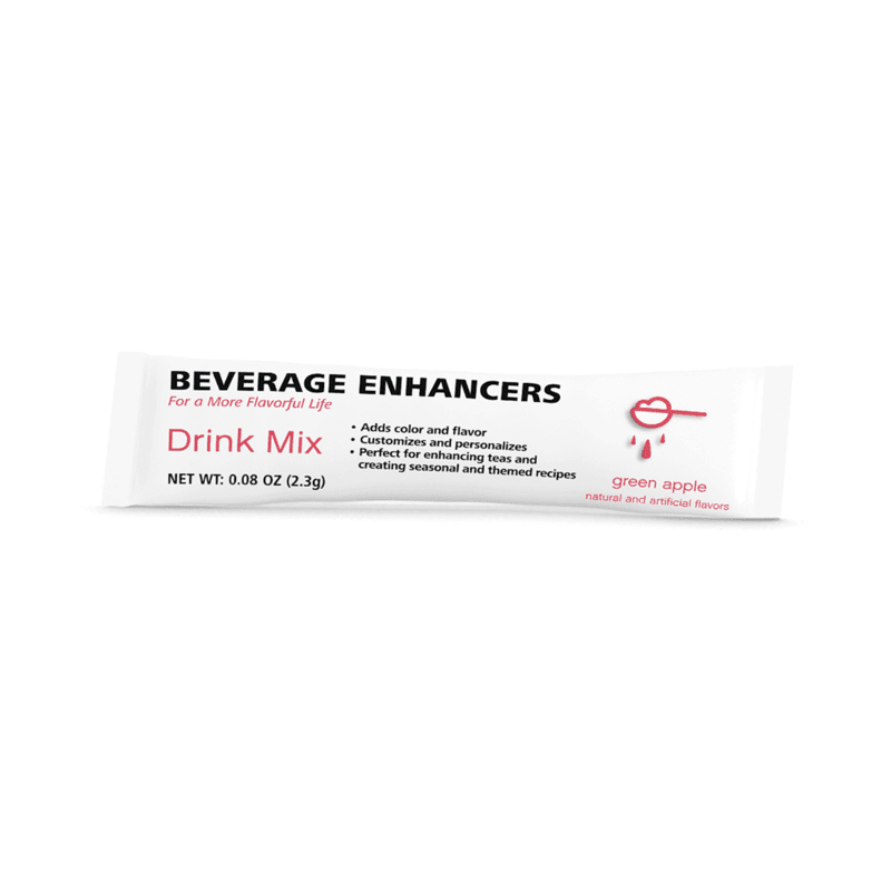 Beverage Enhancers Drink Mix Single-Serve Packets in Green Apple flavor, perfect for adding taste to teas.