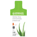 Herbal Aloe Concentrate Single-Serve Packets in mandarin flavor, packed for digestive health and nutrient absorption.