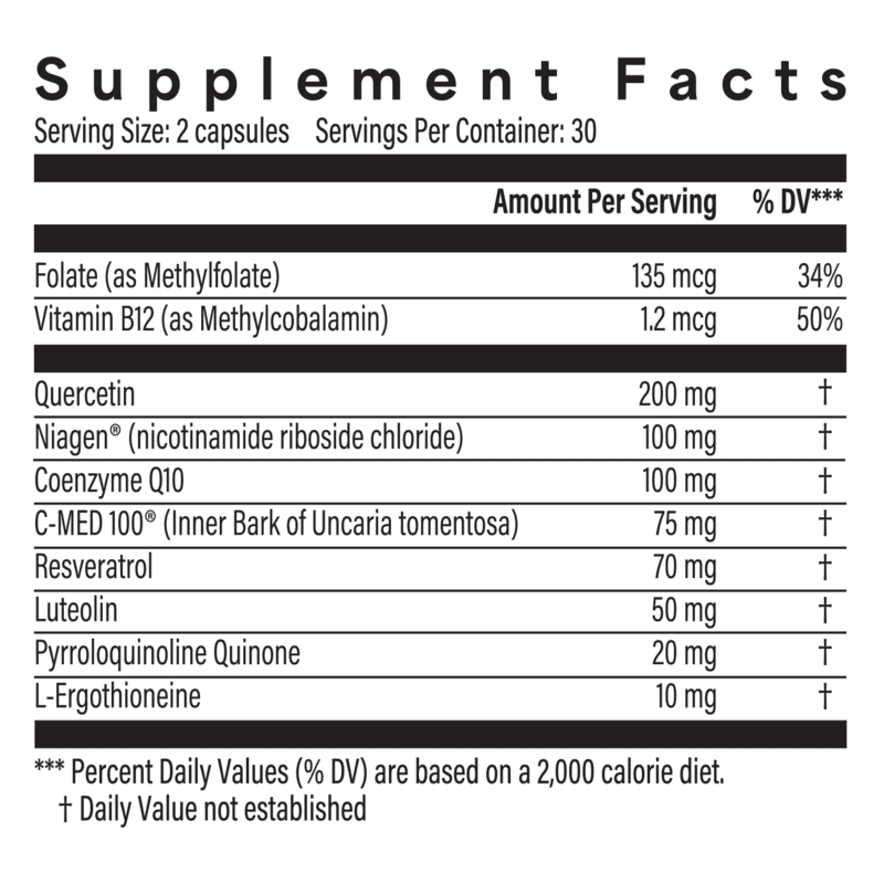 Supplement facts for Life I O Baseline showing key ingredients and their amounts per serving.