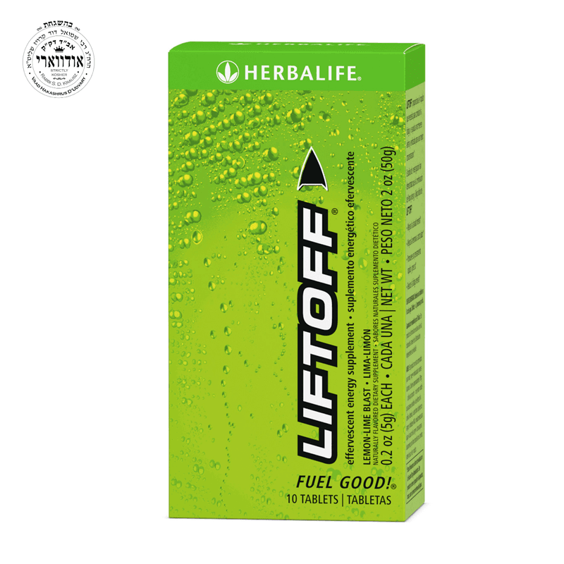 AlVivo Liftoff® dietary supplement with Lemon-Lime Blast flavor, 10 effervescent tablets for energy and alertness.