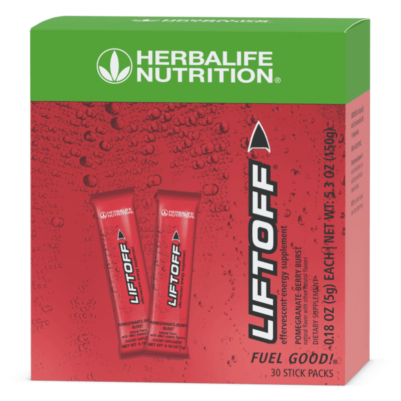 Liftoff: Convenient Energy Stick Packs, Pomegranate-Berry Burst flavor, 30 stick packs for energy boost on the go.