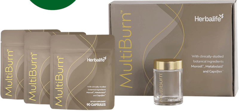 MultiBurn™ 90-Day Kit for Weight Loss featuring capsules and sample products for effective weight management.