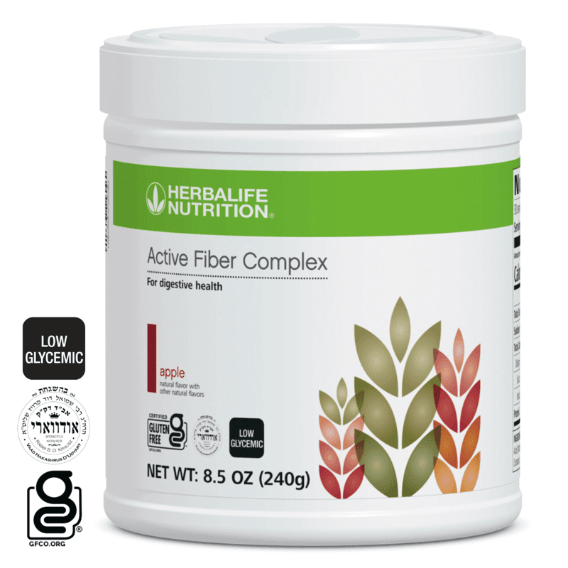 Active Fiber Complex product container in apple flavor for digestive health, gluten-free, 8.5 oz size.