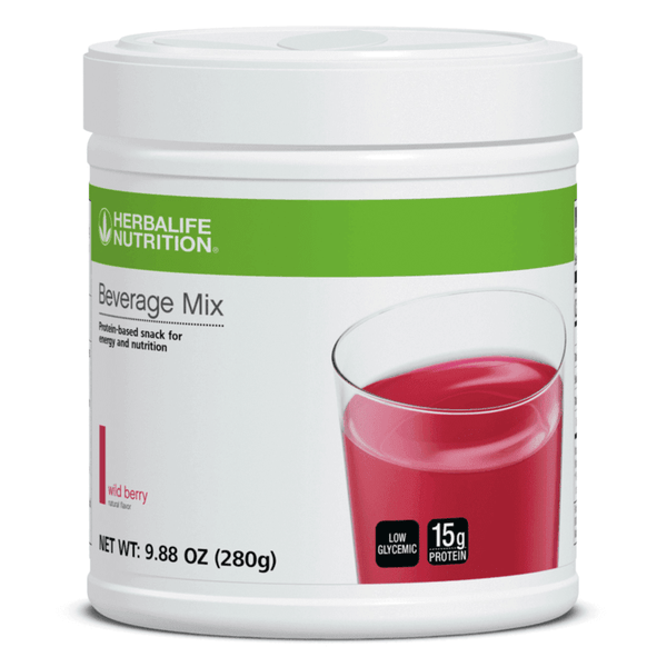 Beverage Mix - Fruity Protein Energy Boost, Wild Berry flavor, 9.88 oz container with 15g protein, nutritious energy snack.