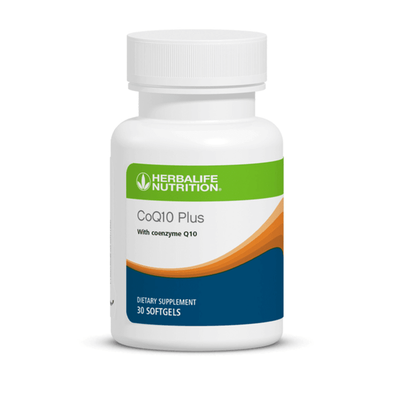 CoQ10 Plus | Cellular Energy & Antioxidant Support dietary supplement bottle showing 30 softgels for daily wellness.