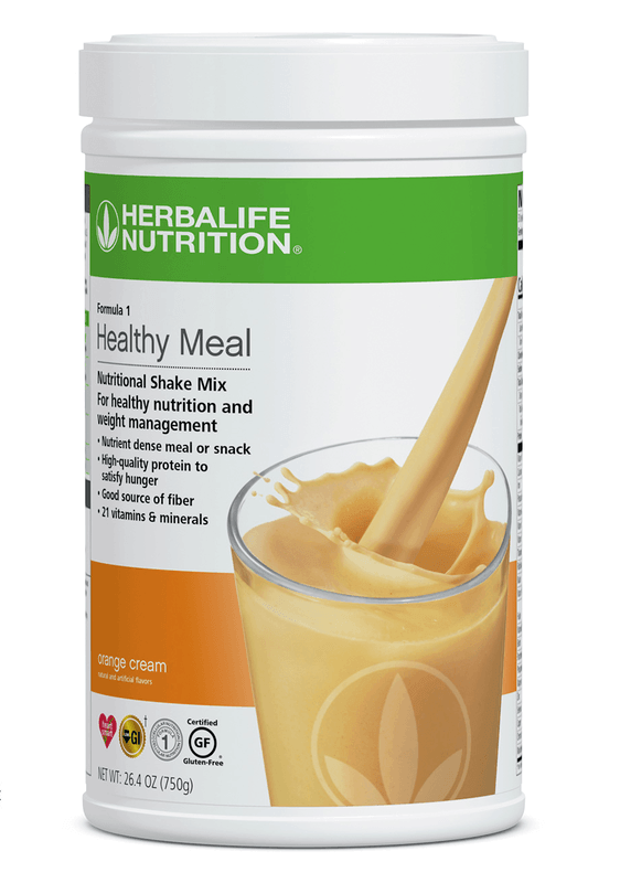 Formula 1 Healthy Meal Nutritional Shake Mix in Orange Cream flavor, packed with protein, fiber, vitamins, and minerals.