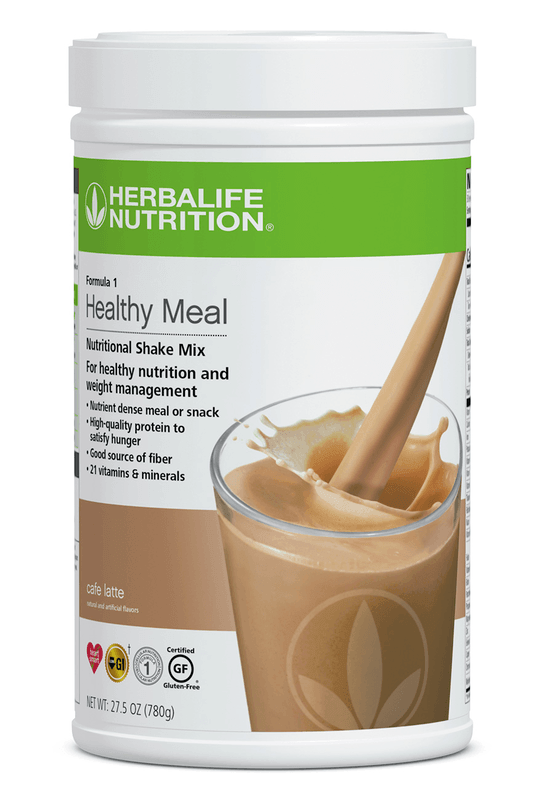 Formula 1 Healthy Meal Nutritional Shake Mix in Café Latte flavor, rich in protein and essential vitamins for healthy nutrition.