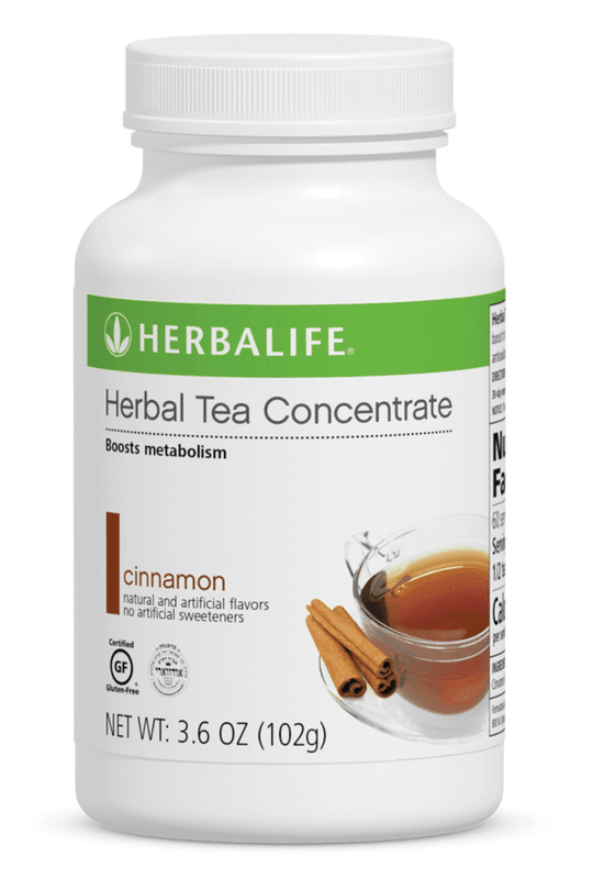 Herbal Tea Concentrate in a bottle, boosts metabolism with cinnamon flavor and low-calorie benefits.