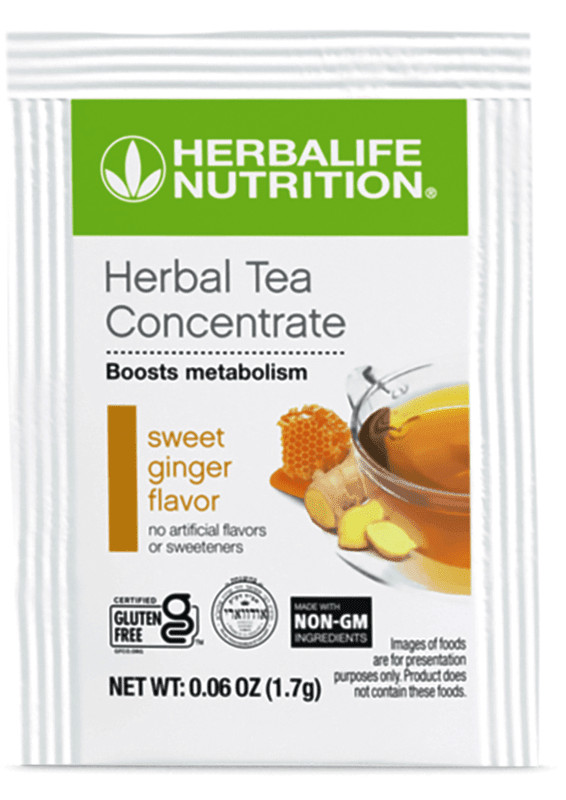 Herbal Tea Concentrate: 30 Packets with Sweet Ginger flavor, packed with antioxidants and metabolism-boosting caffeine.