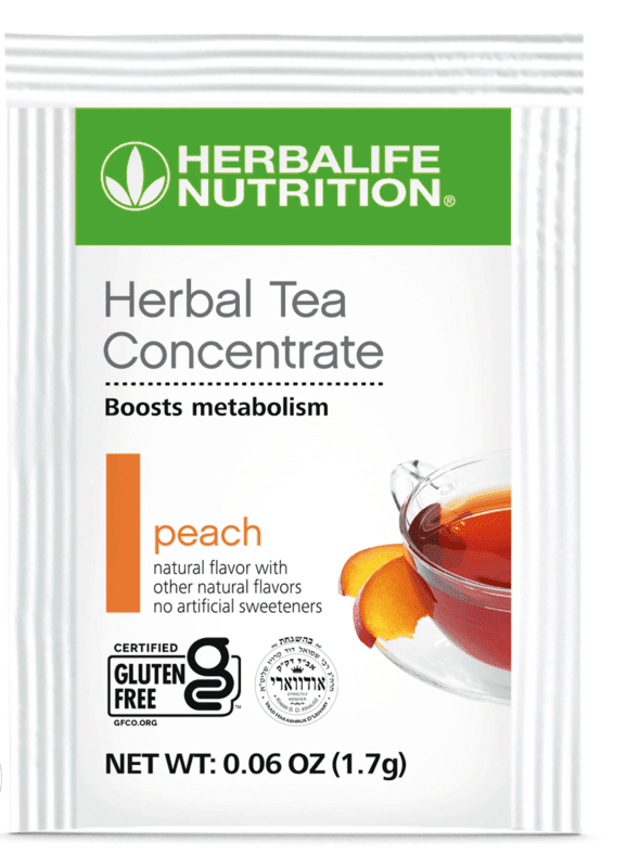 Herbal Tea Concentrate:  30 Packets, Peach flavor, boosts metabolism, 0.06 oz serving, low-calorie herbal tea.