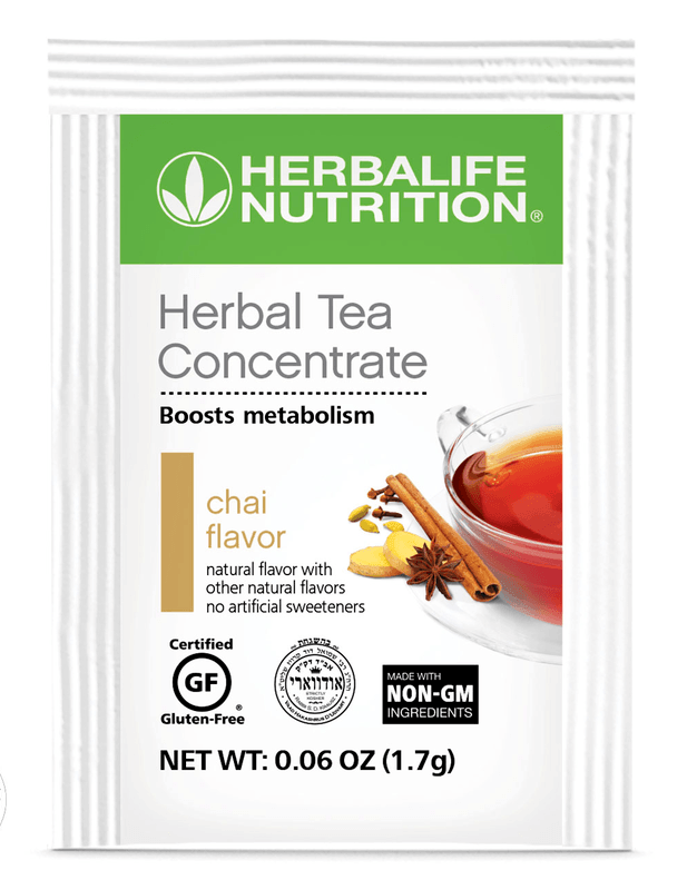 Herbal Tea Concentrate: 30 Packets - Chai flavor with non-GM ingredients, boosts metabolism and energizes.