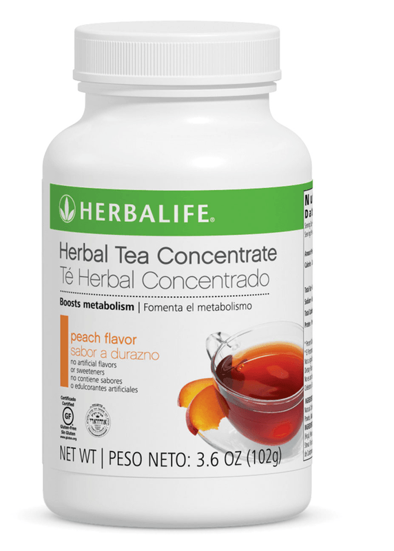 Herbal Tea Concentrate Peach Flavor in 3.6 OZ bottle, boosts metabolism with 85 mg caffeine per serving.