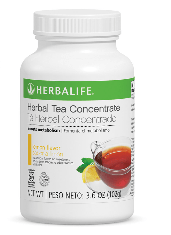 Herbal Tea Concentrate in lemon flavor, 3.6 OZ bottle, boosts metabolism with caffeine, refreshing low-calorie tea.