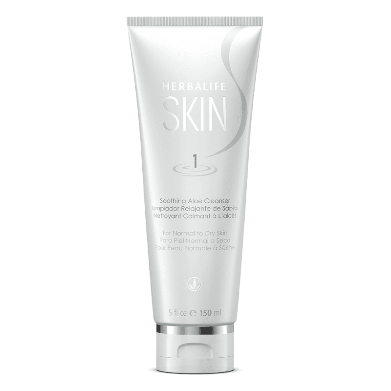 Herbalife Skin Soothing Aloe Cleanser for Dry Skin in a 5 oz tube, perfect for normal to dry skin care.