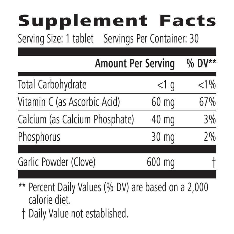 Supplement facts for Mega Garlic Plus: Heart & Circulation Health Sun showing ingredients and benefits.