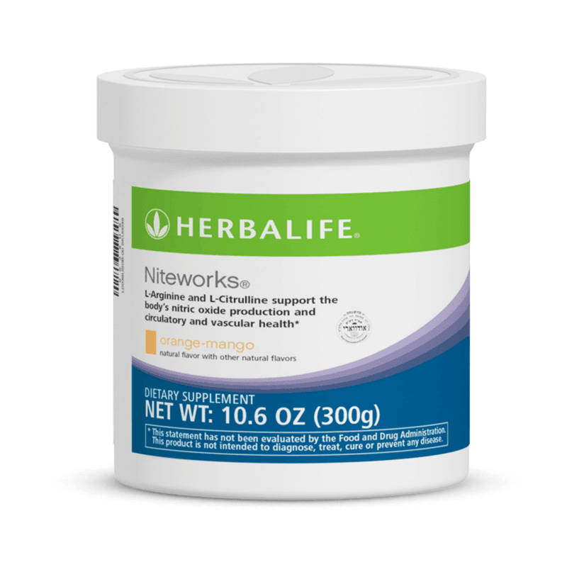 Niteworks: Heart & Brain Support Supplement in Orange Mango flavor, 10.6 Oz, promoting nitric oxide and vascular health.