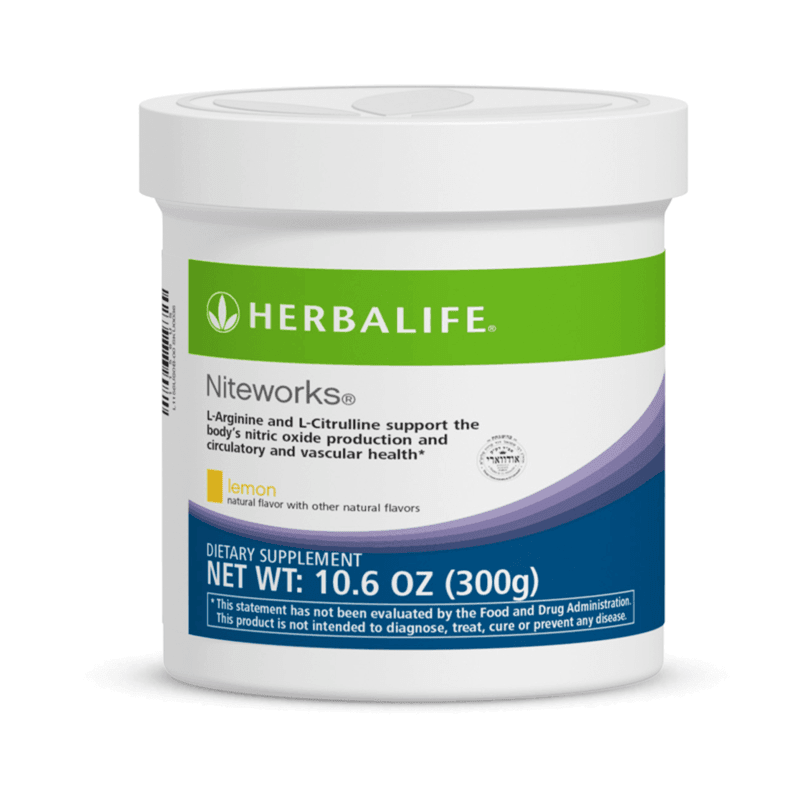 Niteworks: Heart & Brain Support Supplement - Lemon flavor, 10.6 oz container for heart and brain health.
