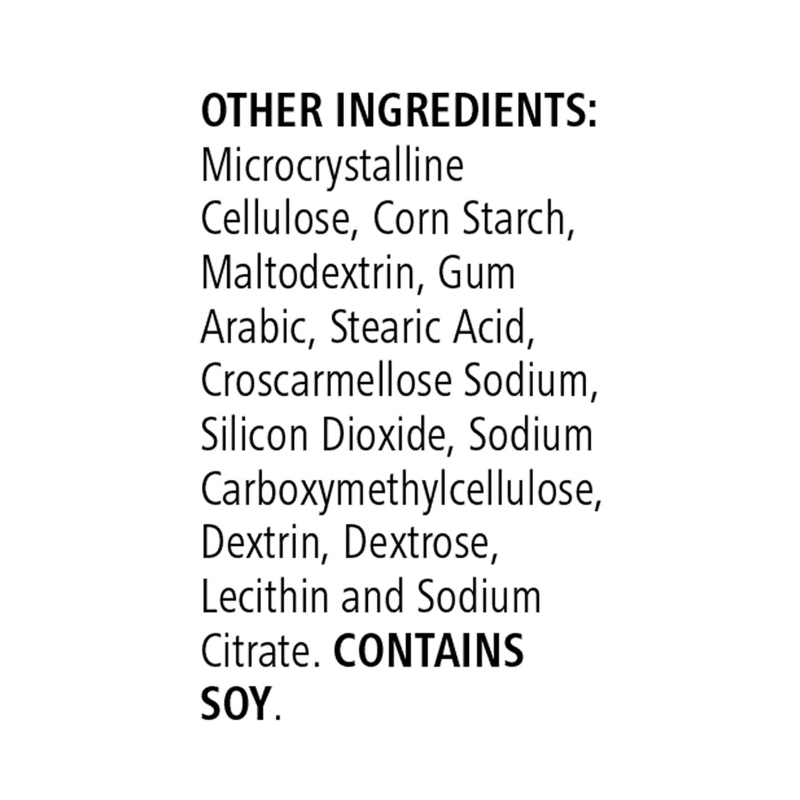 Ingredient list for Woman’s Choice | Daily Support showing plant-derived components and soy content.