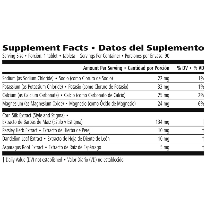 Supplement facts for Cell-U-Loss®: 90 Tablets detailing ingredients and nutrient composition.