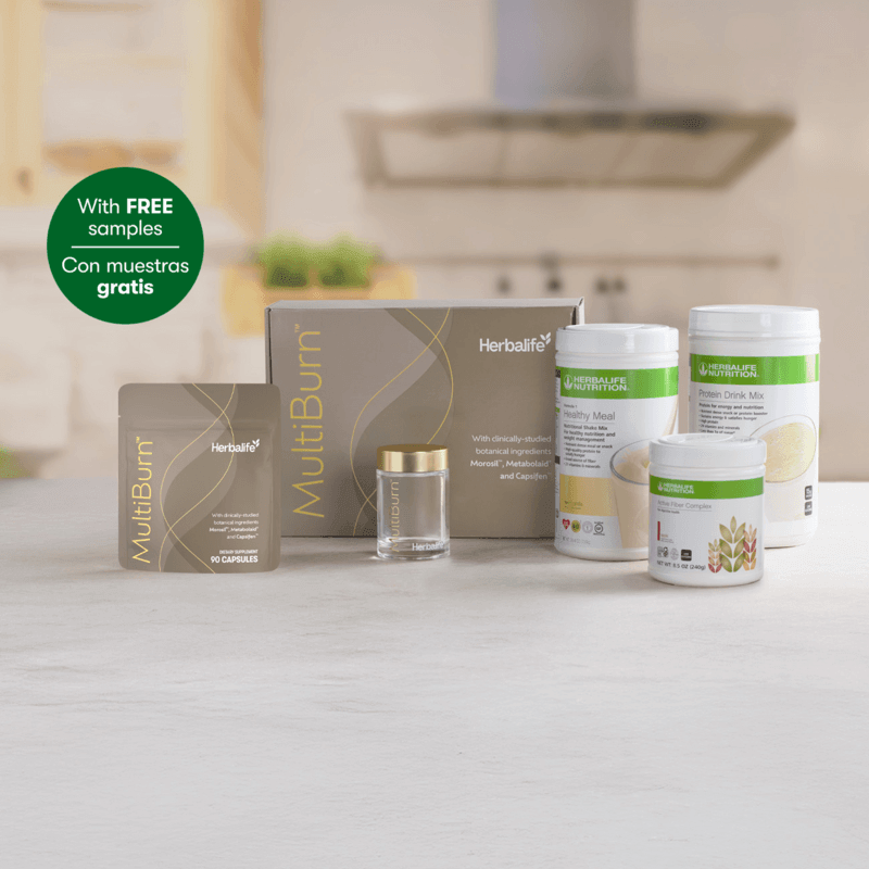 Evolve Weight Loss Program - Implies guaranteed weight loss results with MultiBurn, protein shake, and herbal supplements.