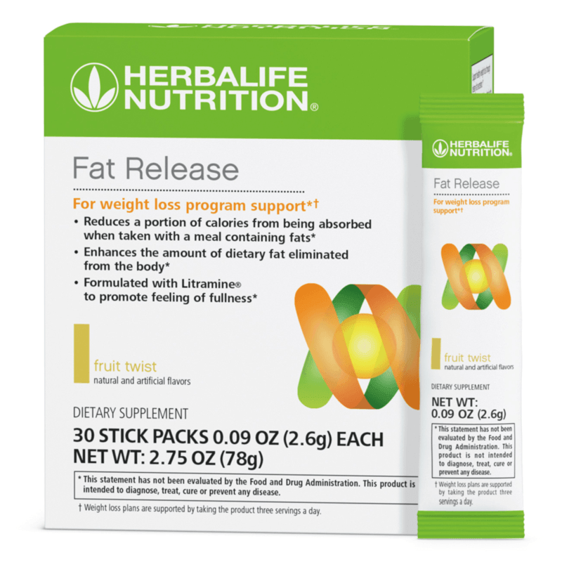 Fat Release dietary supplement from Herbalife Nutrition in Fruit Twist flavor, designed to support weight loss goals.