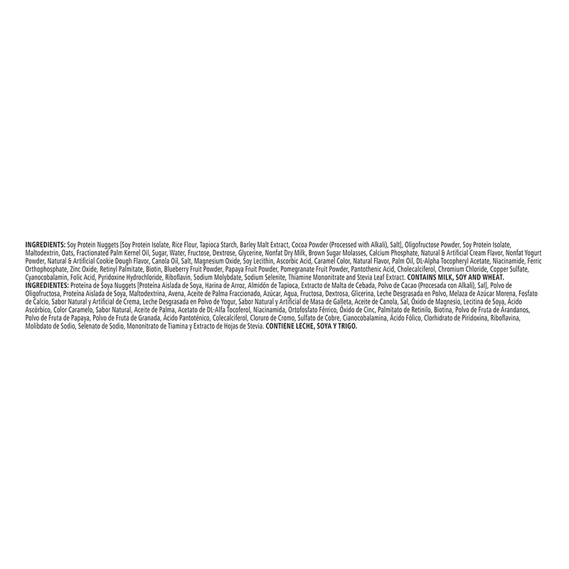 Ingredients list for Formula 1 Express Meal Bar Cookies 'n Cream - 7 Bars, highlighting key nutrients and components.