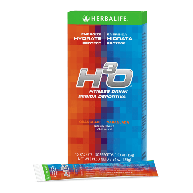 H³O Fitness Drink Orangeade 15 Packets | Rapid Hydration, energizing and hydrating drink with essential electrolytes.