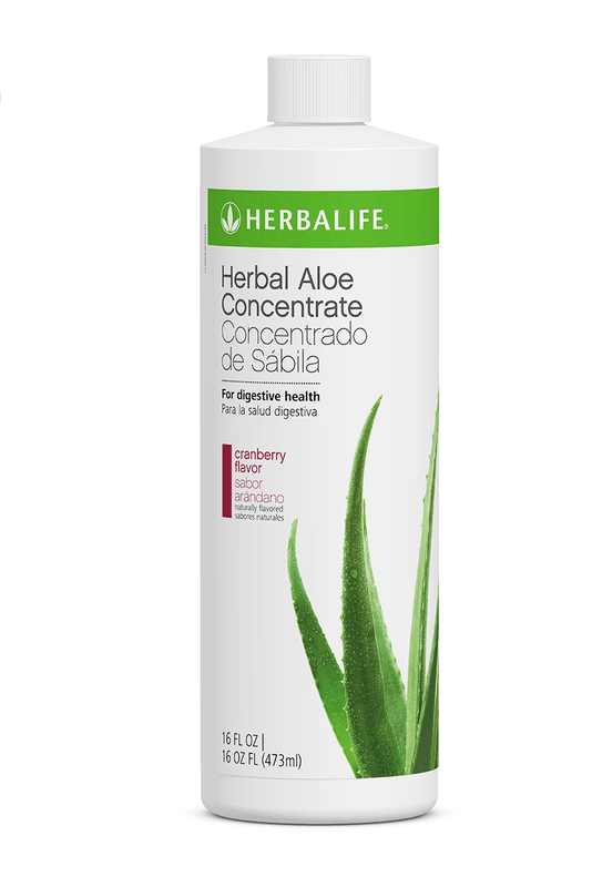 Herbal Aloe Concentrate Cranberry flavor in a 16 oz bottle for digestive health and nutrient absorption.