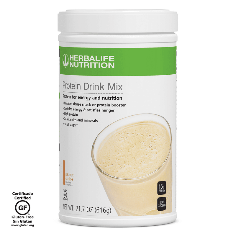 AlVivo's Protein Drink Mix 616g Peanut Cookie flavor in a container for energy and nutrition.