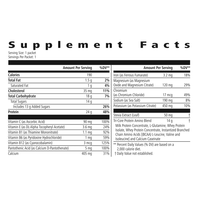 Herbalife Rebuild Strength Chocolate - Muscle Recovery Shake supplement facts displaying nutritional information.