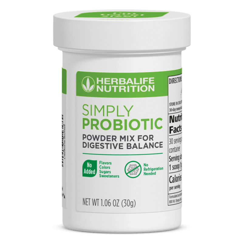 Simply Probiotic powder mix for digestive balance from Herbalife Nutrition, promoting digestive health daily.
