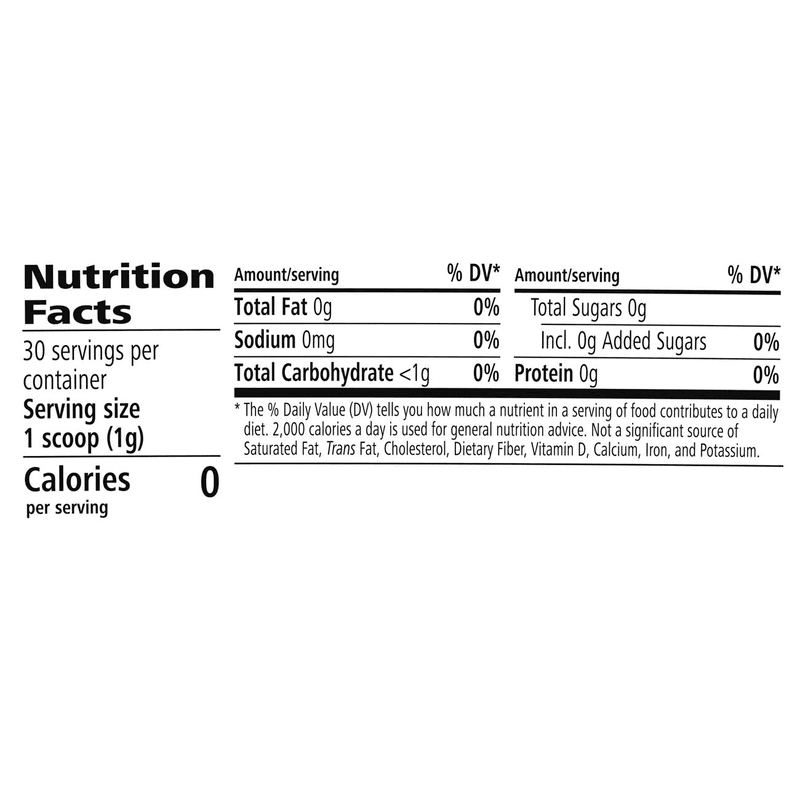 Nutrition facts label for Simply Probiotic, showing calorie and ingredient information.