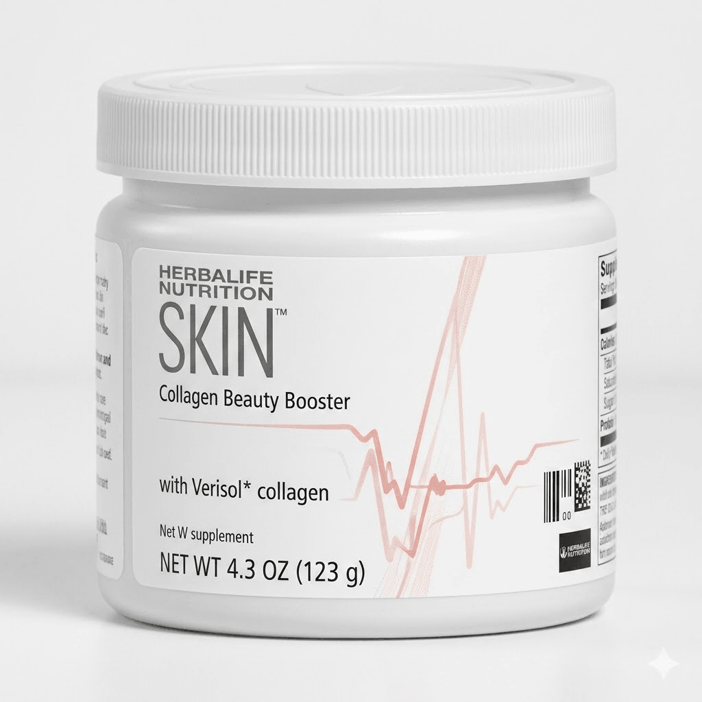 Herbalife SKIN Collagen Beauty Booster with Verisol collagen for healthier, younger-looking skin in lemon flavor.