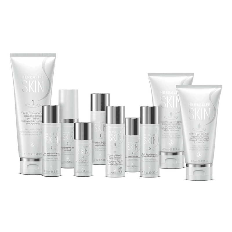 Herbalife SKIN Ultimate Program for Normal to Oily Skin Care - Complete skin care set including various products.
