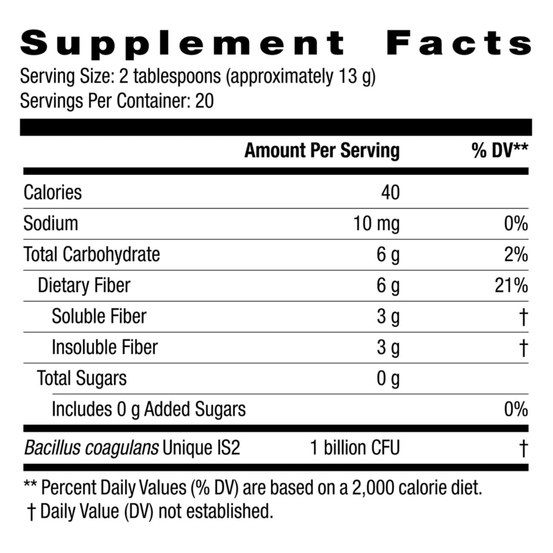 HERBALIFE V Plant-Based Digestive Support (20 servings) supplement facts with fiber content and calories.