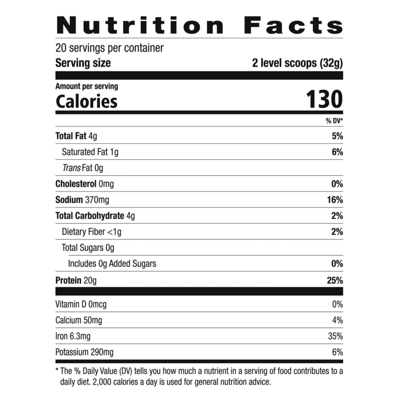 Nutrition Facts for HERBALIFE V Plant-Based Protein Shake showing protein, calories, and ingredient breakdown.