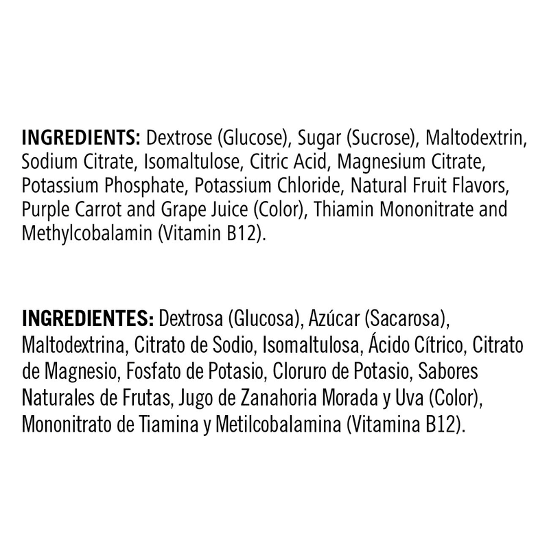Herbalife24 Drive: Açaí Berry 29 Oz. ingredients list including dextrose, electrolytes, and vitamins for hydration.