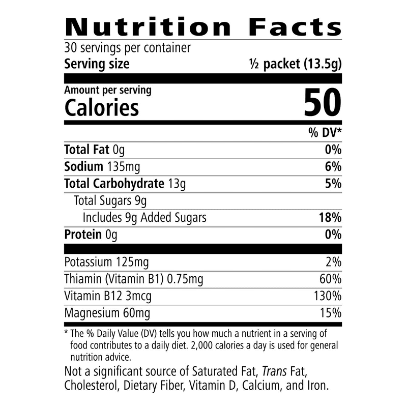 Nutrition Facts for Herbalife24 Drive: Açaí Berry 29 Oz., showing calories, serving size, and key nutrients.