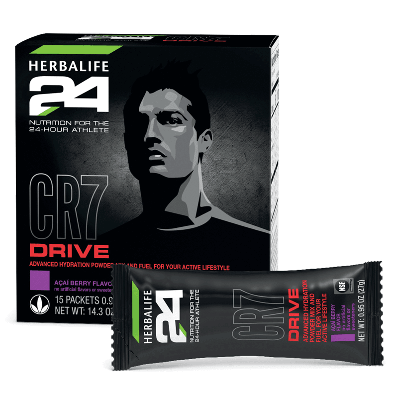 Herbalife24 Drive: Açaí Berry 29 Oz. sports drink packets for hydration and energy, enhanced with electrolytes and Vitamin B12.