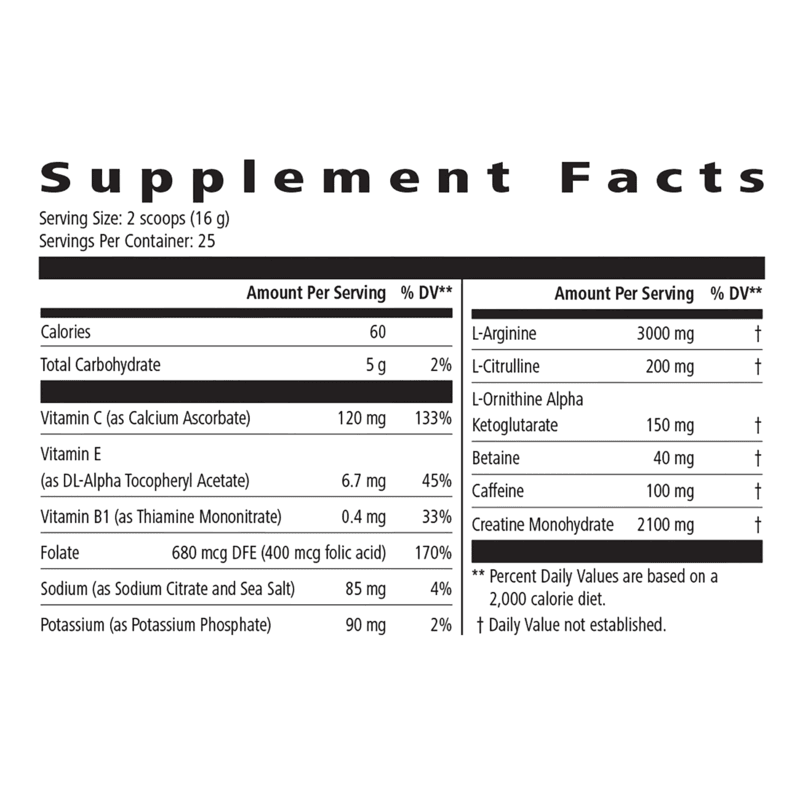 Supplement facts for Herbalife24 Prepare with nutrients like L-Arginine and Creatine Monohydrate.