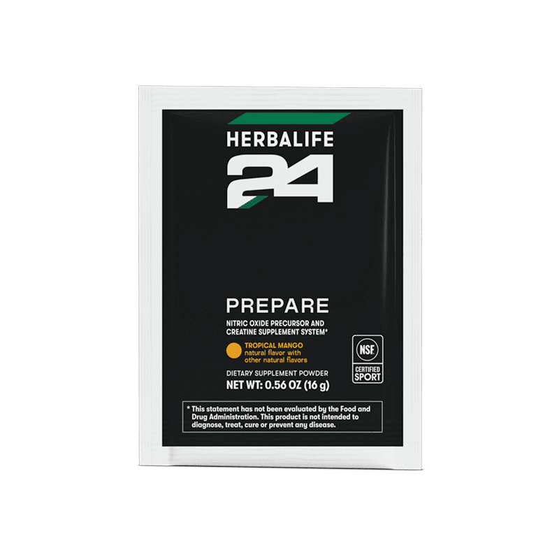 Herbalife24 Prepare Packets: Tropical Mango (10 Count) single-serve packet for workout preparation.