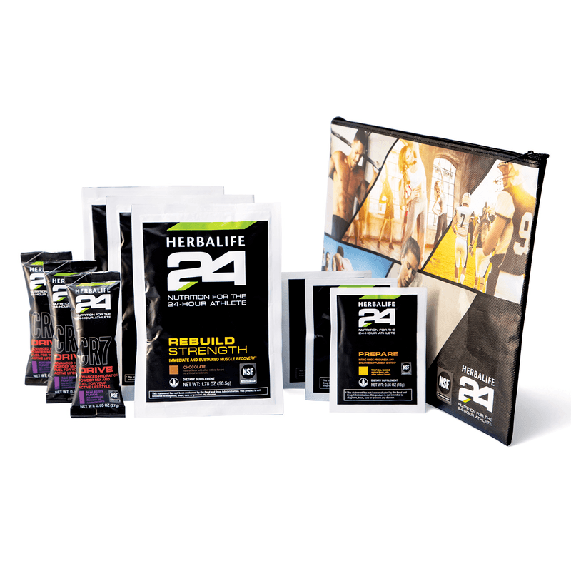 Herbalife24® Trial Pack featuring Prepare, CR7 Drive, and Rebuild Strength for optimal sports nutrition.