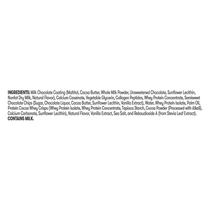 Ingredients list for Herbalife24 ACHIEVE Protein Bar including milk chocolate coating and whey protein.