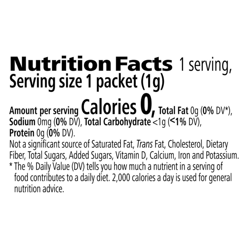 N-R-G Tea Packets - Boost Your Energy Naturally nutrition facts showing 0 calories per serving details.